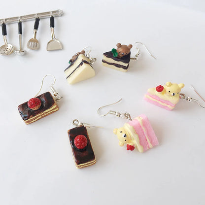 Dessert Cute Fun Simulation Cake Donut Earrings Without Ear Holes Clip