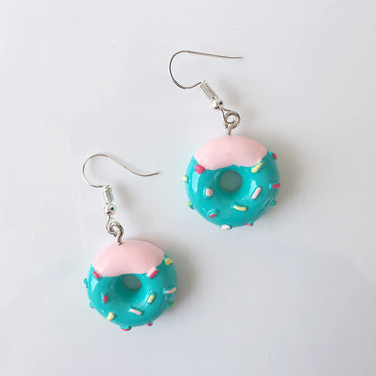 Dessert Cute Fun Simulation Cake Donut Earrings Without Ear Holes Clip