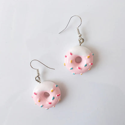 Dessert Cute Fun Simulation Cake Donut Earrings Without Ear Holes Clip