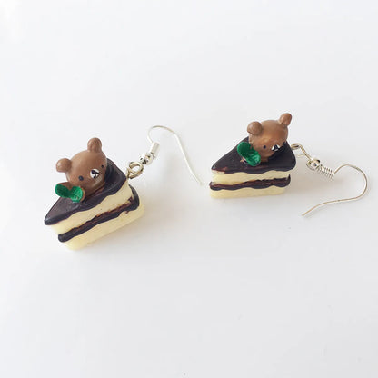 Dessert Cute Fun Simulation Cake Donut Earrings Without Ear Holes Clip