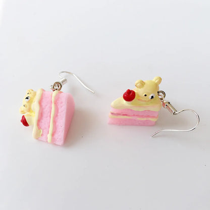 Dessert Cute Fun Simulation Cake Donut Earrings Without Ear Holes Clip