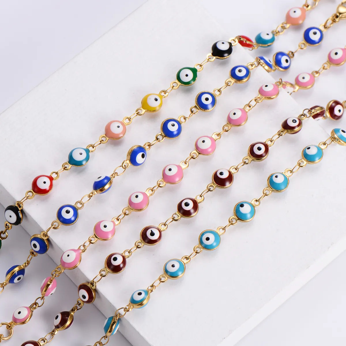 Ethnic Style Devil's Eye Titanium Steel Enamel Bracelets