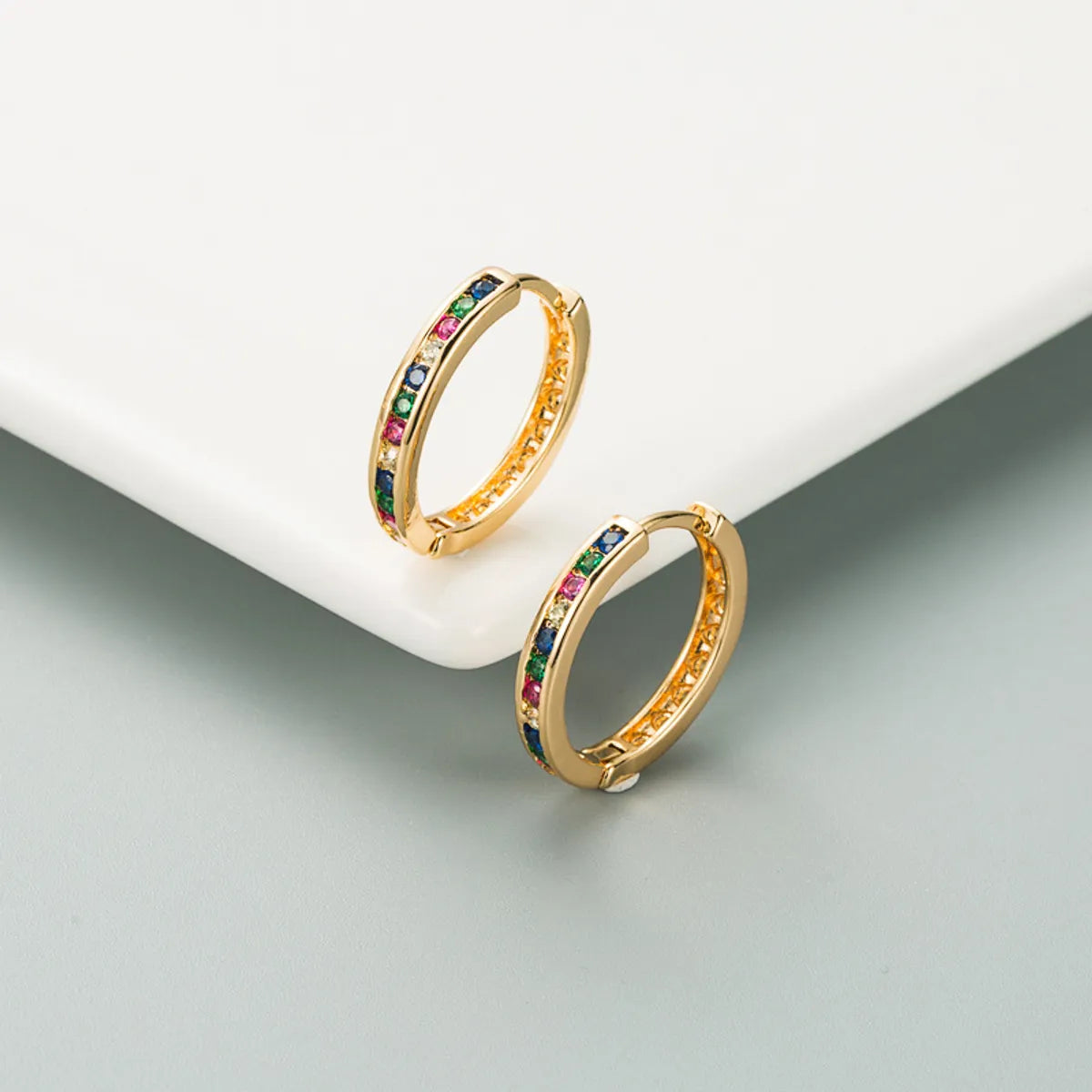 Diamond Colorful Small Circle Earrings