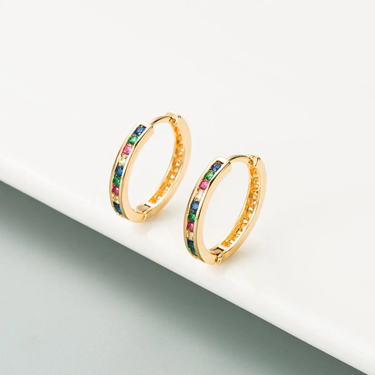 Diamond Colorful Small Circle Earrings