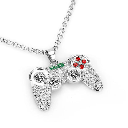 Diamond-Embedded Game Machine Handle Necklace Childhood Memory Necklace Ornament Hip-Hop Hipster Men'S Ornament Wholesale