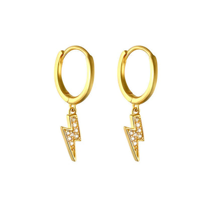 Diamond-studded Lightning Ear Buckle Earrings