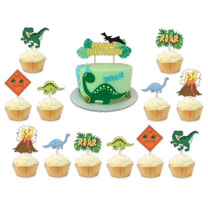 Dinosaur Theme Birthday Party Decoration Dinosaur Latex Balloon Paper Banner Cake Card Set