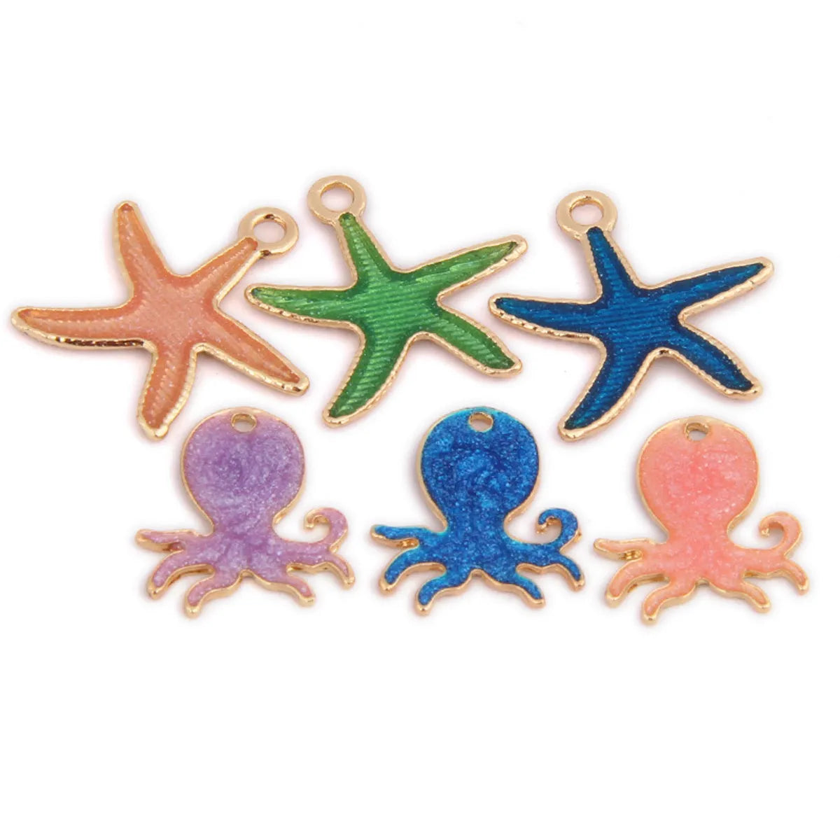 DIY Accessories Korean Alloy Oil Pearlescent Double-Sided Starfish Marine Octopus Earrings Keychain Pendant