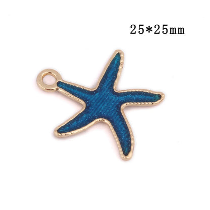 DIY Accessories Korean Alloy Oil Pearlescent Double-Sided Starfish Marine Octopus Earrings Keychain Pendant