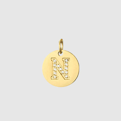 1 Piece Stainless Steel Zircon 14K Gold Plated Letter Polished Pendant