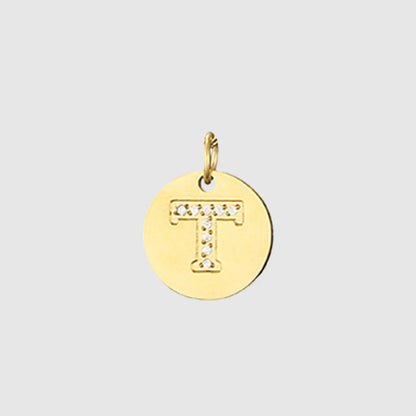 1 Piece Stainless Steel Zircon 14K Gold Plated Letter Polished Pendant