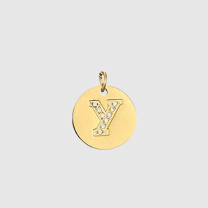 1 Piece Stainless Steel Zircon 14K Gold Plated Letter Polished Pendant