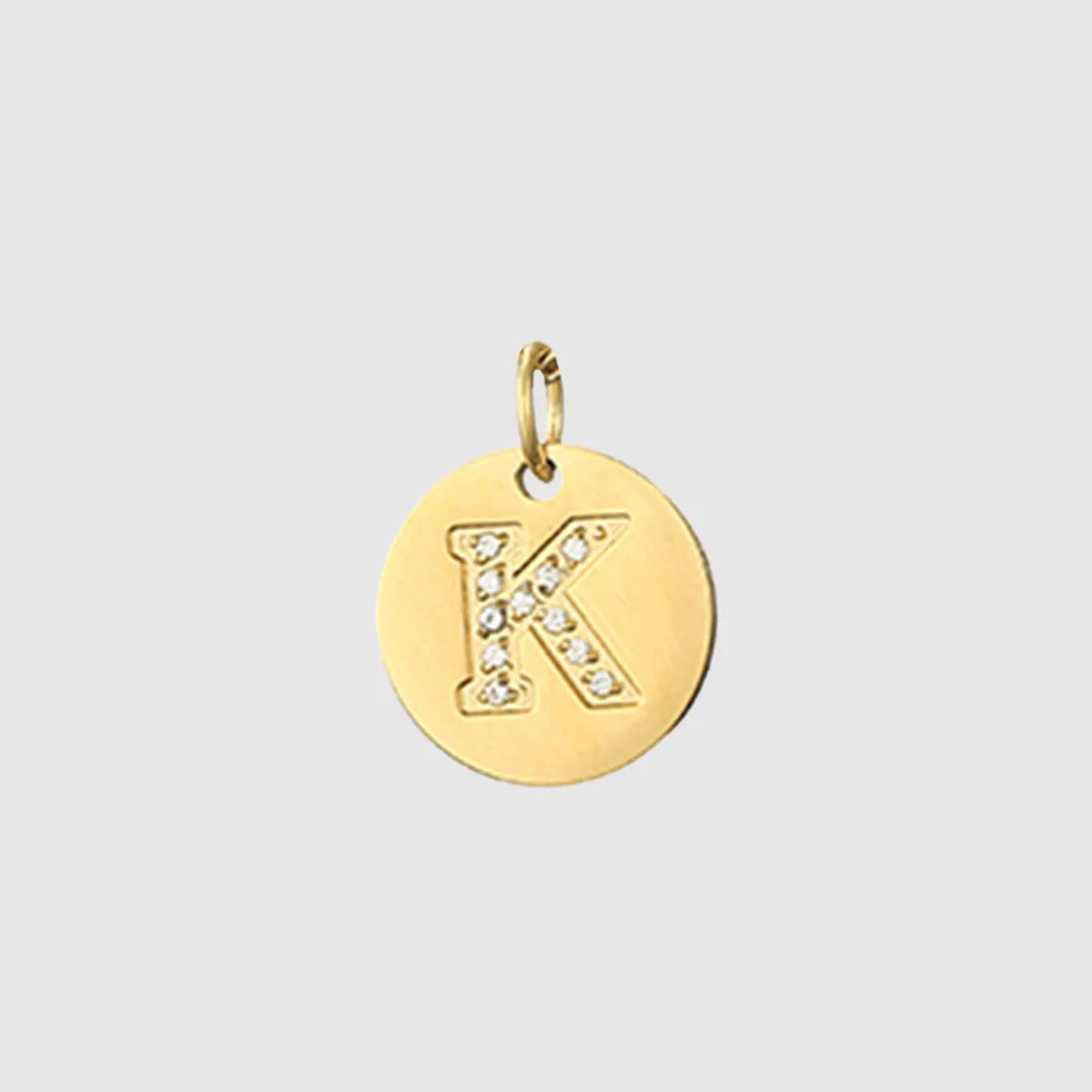 1 Piece Stainless Steel Zircon 14K Gold Plated Letter Polished Pendant