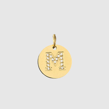 1 Piece Stainless Steel Zircon 14K Gold Plated Letter Polished Pendant