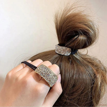 Dongdaemun Elegant Rhinestone Headband Female  Internet Celebrity Hair Tie Rubber Band Ponytail Hair Ring  New Hair Accessories