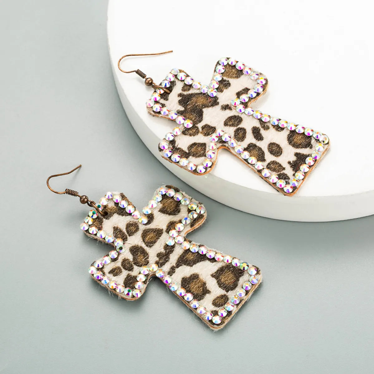 Double-Sided Leopard Print Leather Earrings