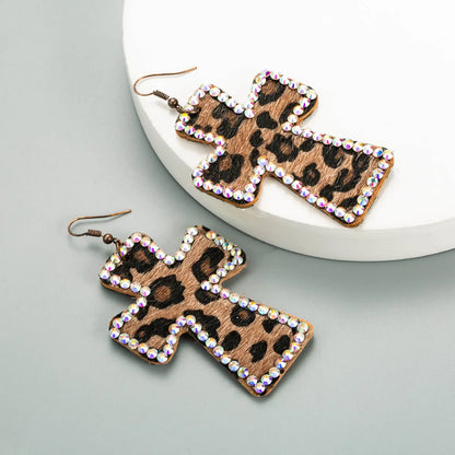 Double-Sided Leopard Print Leather Earrings