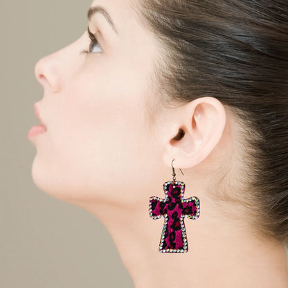 Double-Sided Leopard Print Leather Earrings