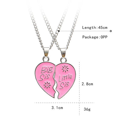 Drop Oil Letter Flower Necklace Sister Two Petal Splicing Love Necklace Wholesale Gooddiy