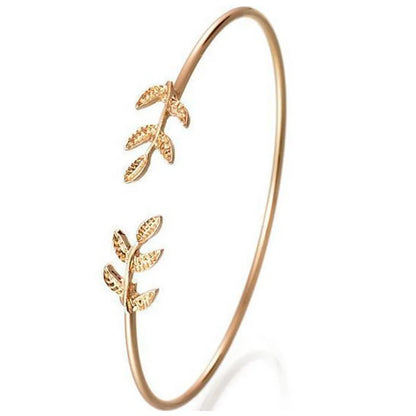 E011 European And American Hot Leaf Bracelet Open Leaf Bracelet Jewelry Yiwu Wholesale Of Small Articles Stall Supply