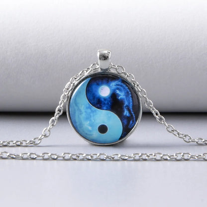 Eight-diagram-shaped Appetizer Time Gem Cabochon Necklace Alloy Pendant