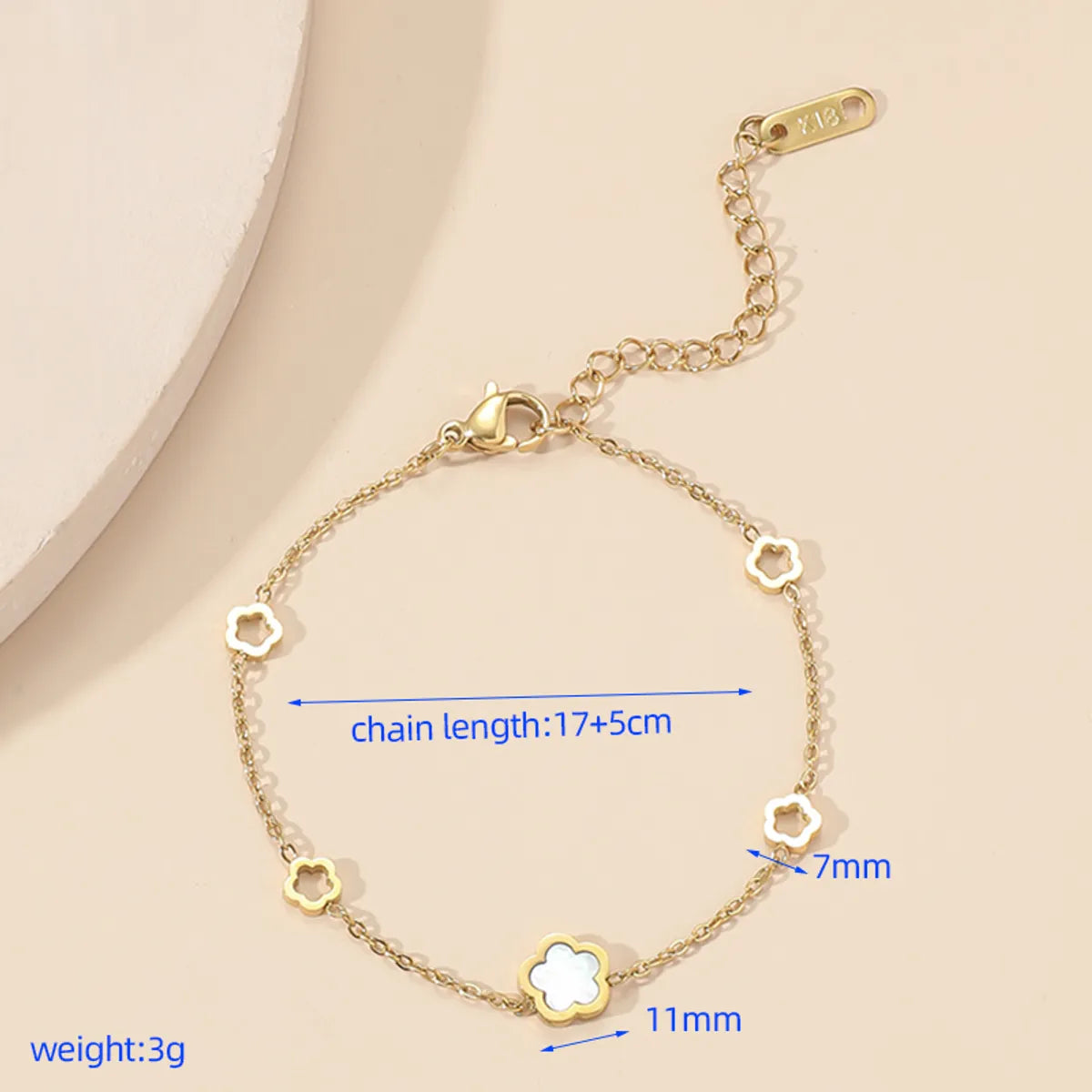 Elegant Artistic Flower Titanium Steel Plating Inlay Shell 18k Gold Plated Bracelets