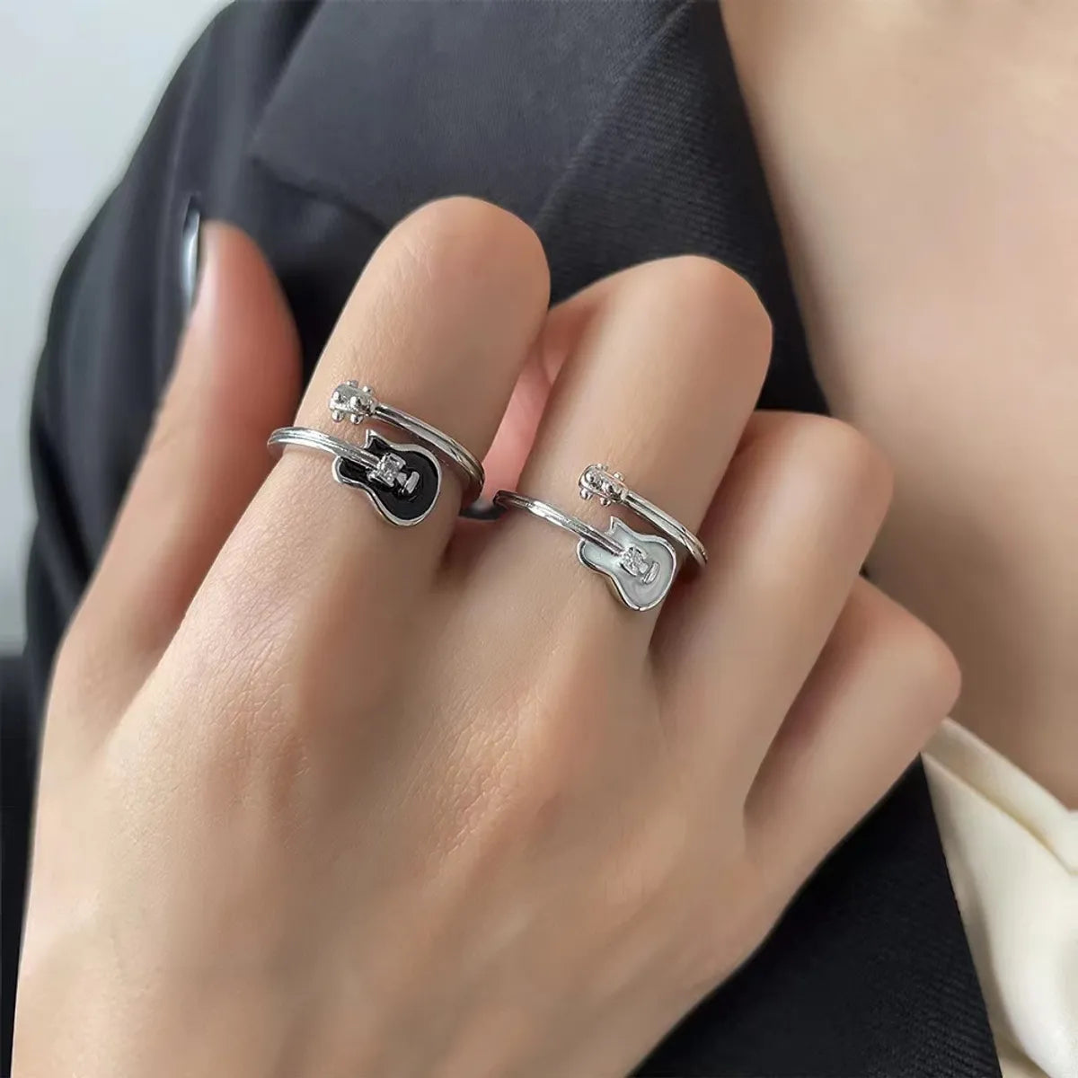 Elegant Artistic Guitar Alloy Women'S Open Rings