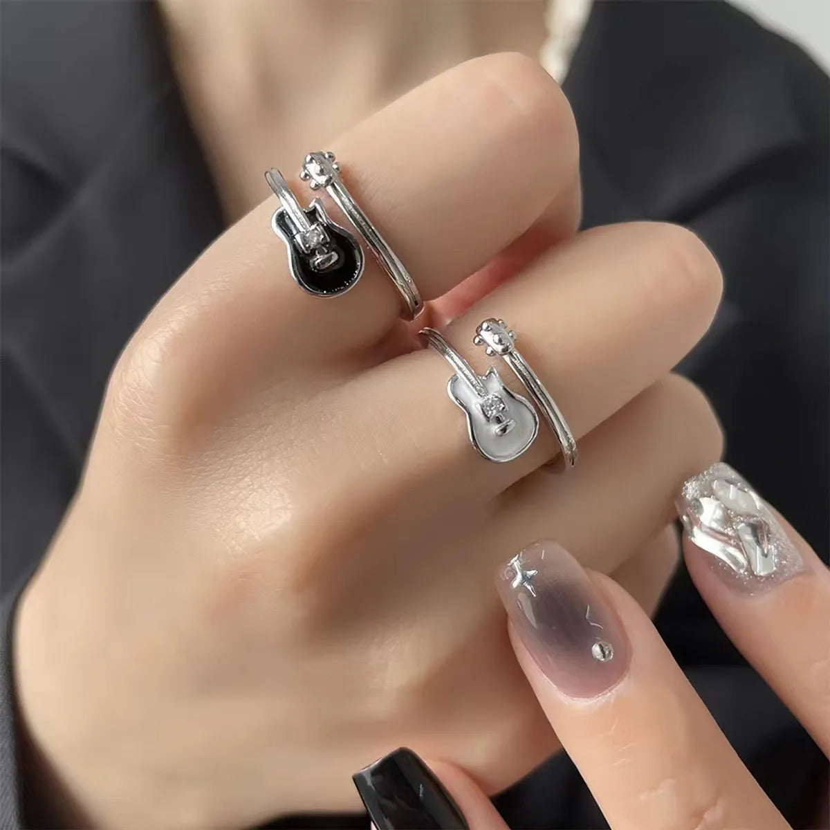 Elegant Artistic Guitar Alloy Women'S Open Rings