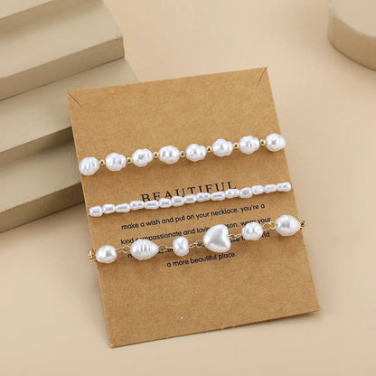 Elegant Baroque Style Commute Geometric Imitation Pearl Alloy Wholesale Bracelets