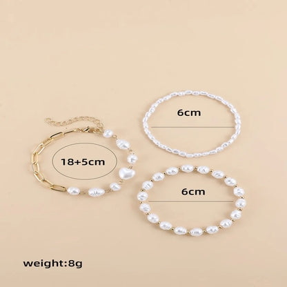 Elegant Baroque Style Commute Geometric Imitation Pearl Alloy Wholesale Bracelets