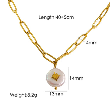 Elegant Baroque Style Geometric Stainless Steel Plating Inlay Pearl 18k Gold Plated Bracelets Necklace