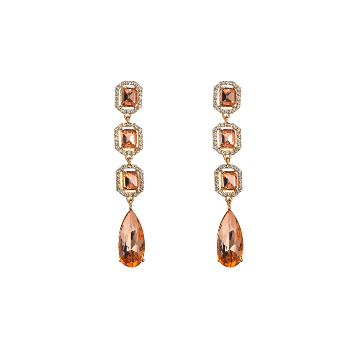 Elegant Baroque Style Square Water Droplets Alloy Plating Inlay Rhinestones Glass Gold Plated Silver Plated Women's Drop Earrings