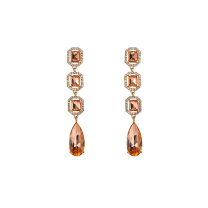 Elegant Baroque Style Square Water Droplets Alloy Plating Inlay Rhinestones Glass Gold Plated Silver Plated Women's Drop Earrings