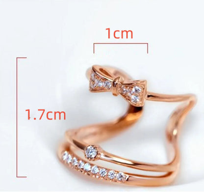 Wholesale Jewelry Elegant Basic Classic Style Bow Knot Copper Zircon Rose Gold Plated White Gold Plated Inlay Open Rings