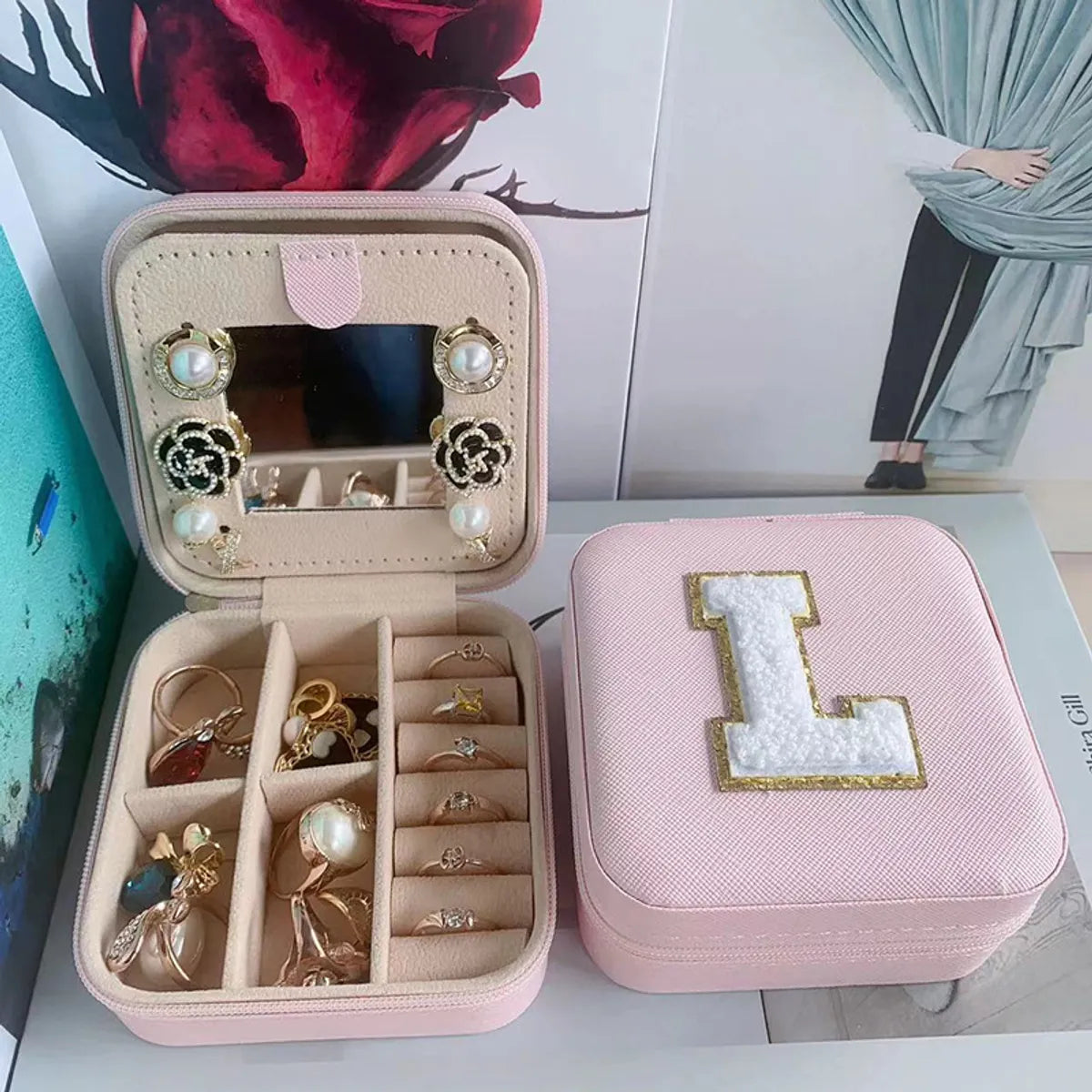 Elegant Basic Classic Style Letter Solid Color Pu Leather Jewelry Boxes