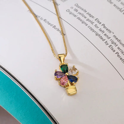 Elegant Basic Simple Style Flower Copper 18k Gold Plated Zircon Pendant Necklace In Bulk