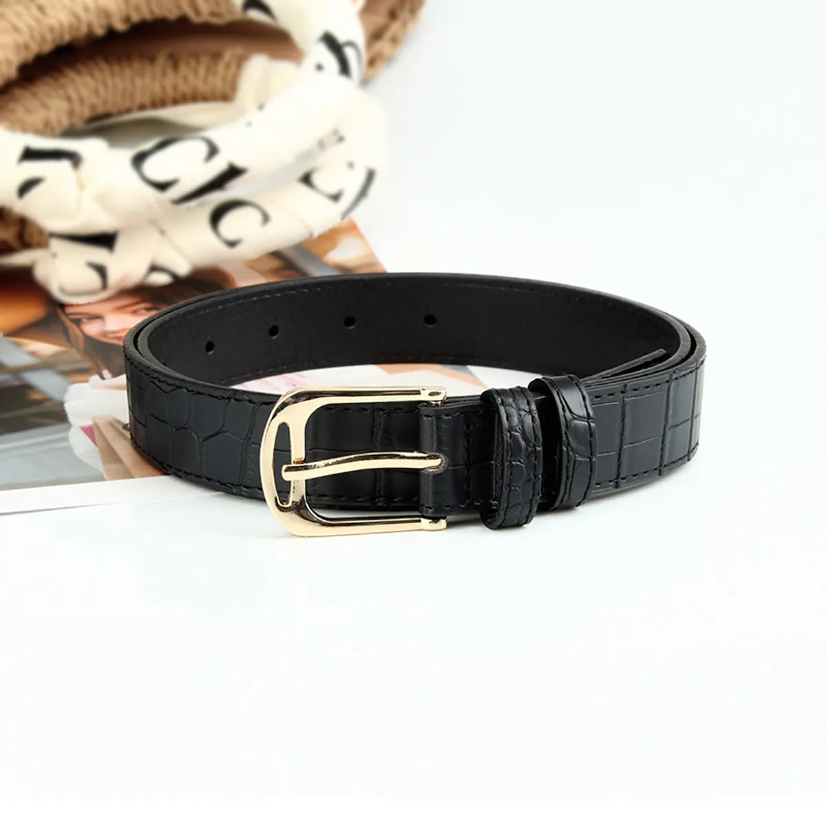 Elegant Basic Simple Style Solid Color Pu Leather Alloy Women'S Leather Belts