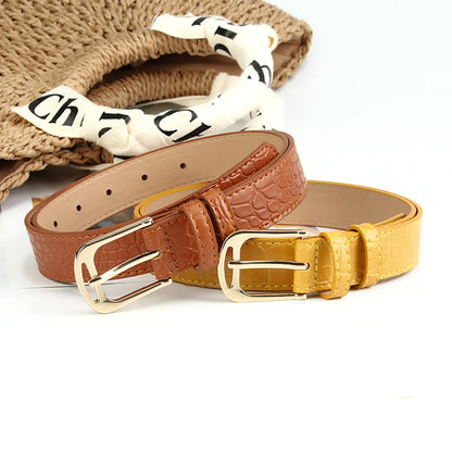 Elegant Basic Simple Style Solid Color Pu Leather Alloy Women'S Leather Belts