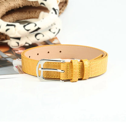 Elegant Basic Simple Style Solid Color Pu Leather Alloy Women'S Leather Belts