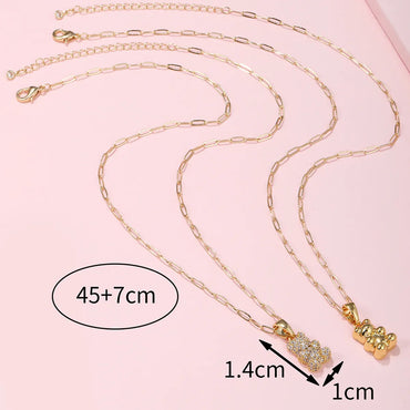 Elegant Bear Zircon Alloy Copper Wholesale Pendant Necklace