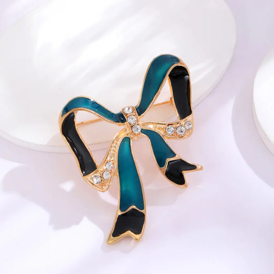 Elegant Bow Knot Alloy Enamel Plating Inlay Rhinestones Unisex Brooches