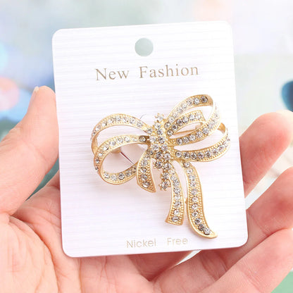 Elegant Bow Knot Alloy Inlay Crystal Rhinestones Women'S Brooches