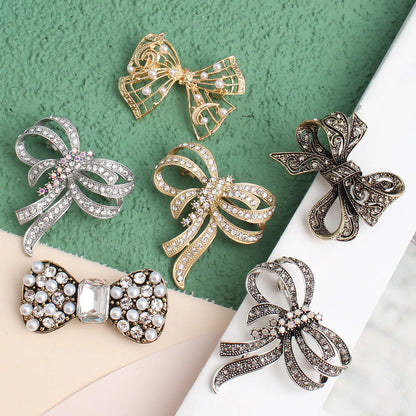 Elegant Bow Knot Alloy Inlay Crystal Rhinestones Women'S Brooches