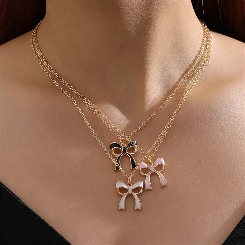 Elegant Bow Knot Alloy Zinc Alloy Plating Women'S Pendant Necklace