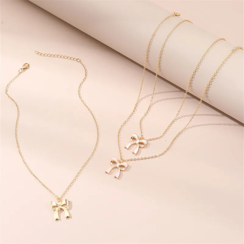 Elegant Bow Knot Alloy Zinc Alloy Plating Women'S Pendant Necklace