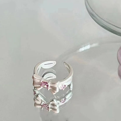 Elegant Bow Knot Copper Plating Inlay Zircon Rings