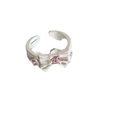 Elegant Bow Knot Copper Plating Inlay Zircon Rings