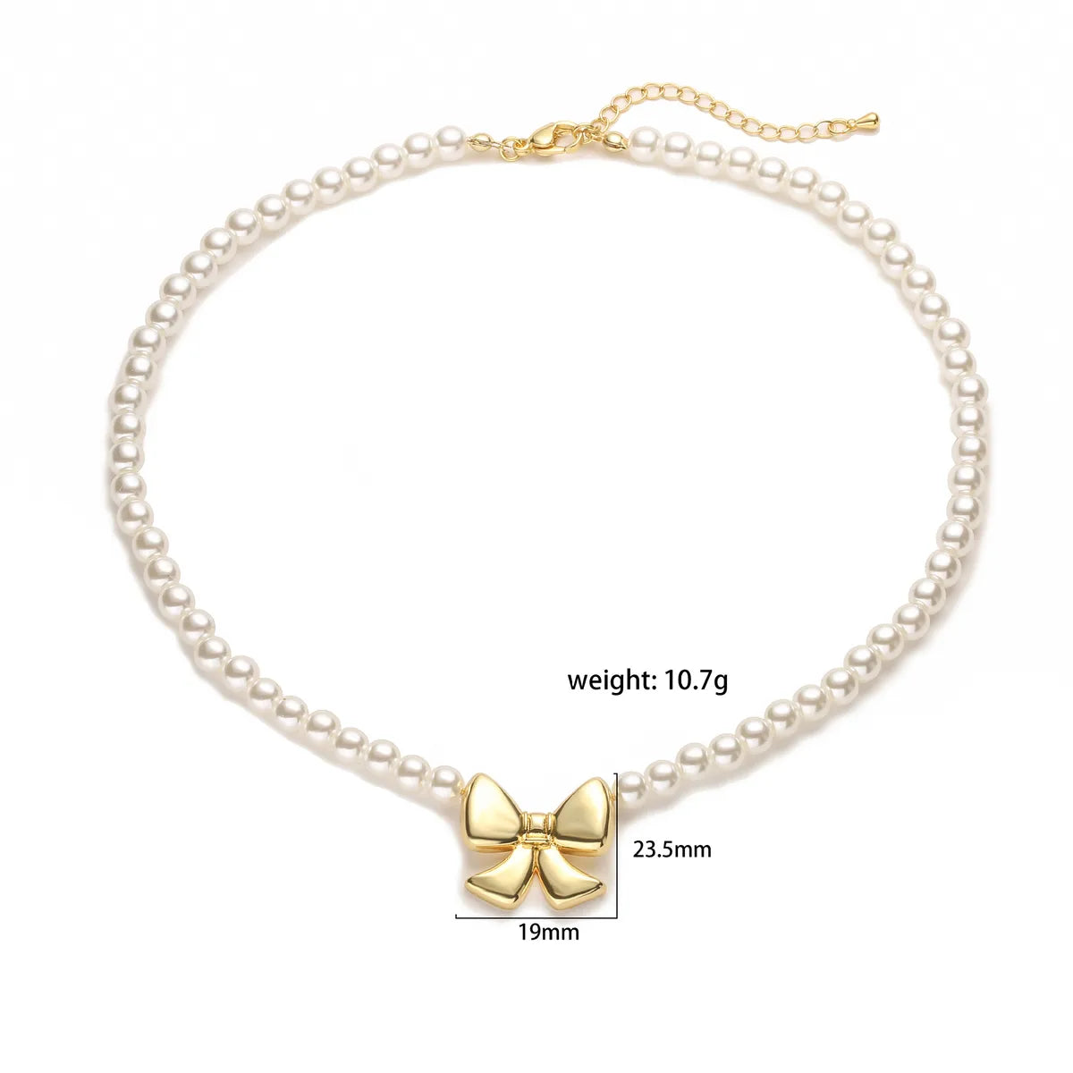 Elegant Bow Knot Imitation Pearl Copper Plating 18k Gold Plated Women'S Necklace