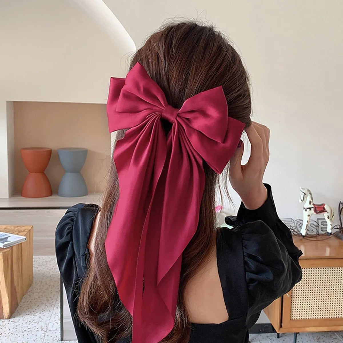 Women'S Elegant Bow Knot Satin Hair Clip