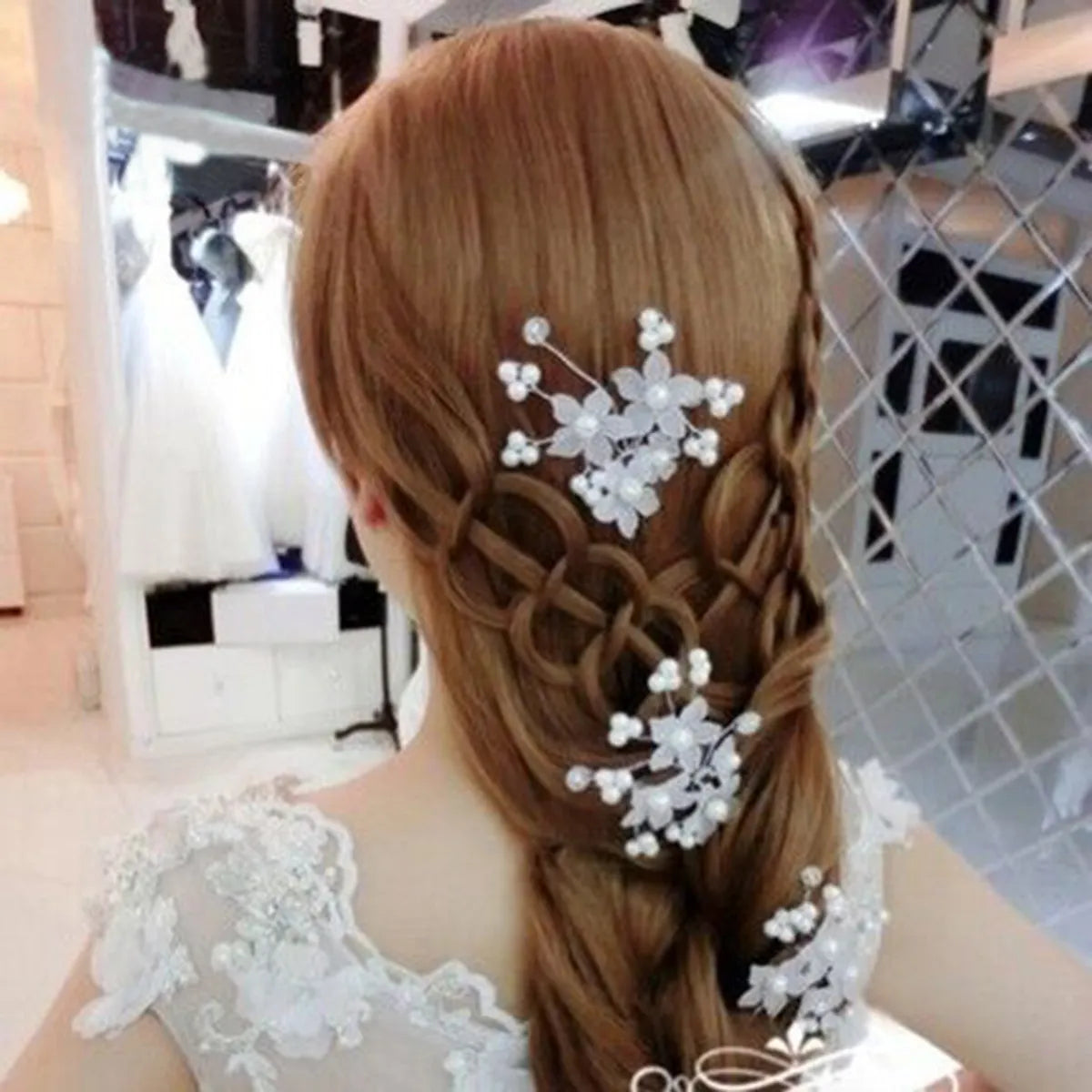 Elegant Bridal Flower Arylic Imitation Pearl Hairpin